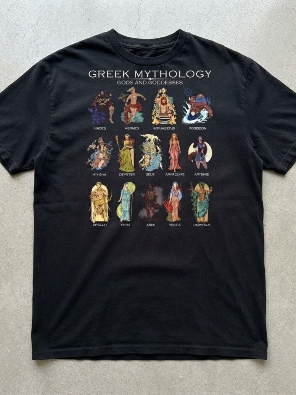 Greek Mythology Gods And Goddesses Black Graphic T-Shirt Unisex